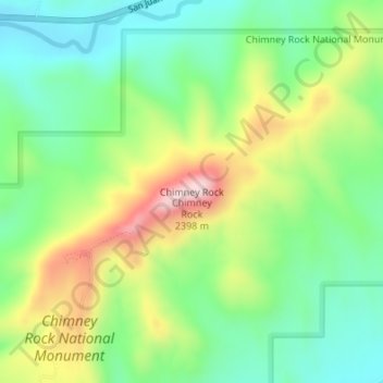 Chimney Rock topographic map, elevation, terrain