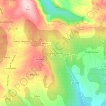 Barreira da Junqueira topographic map, elevation, terrain