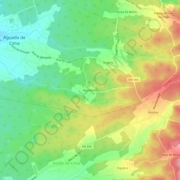 Aguadalte topographic map, elevation, terrain