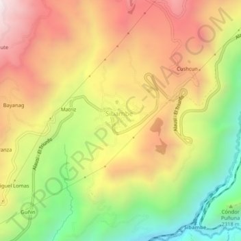 Sibambe topographic map, elevation, terrain