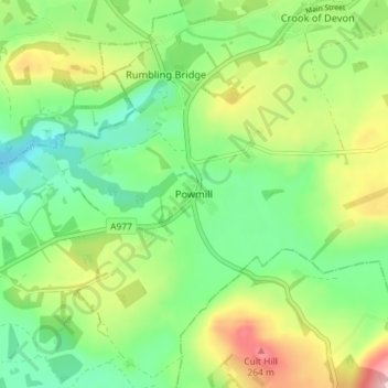 Powmill topographic map, elevation, terrain