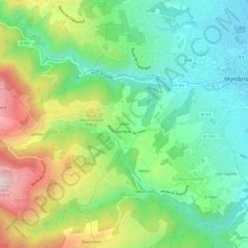 Vinols topographic map, elevation, terrain