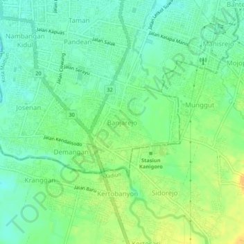 Banjarejo topographic map, elevation, terrain