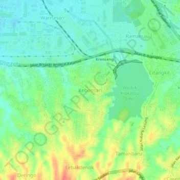 Kebonsari topographic map, elevation, terrain