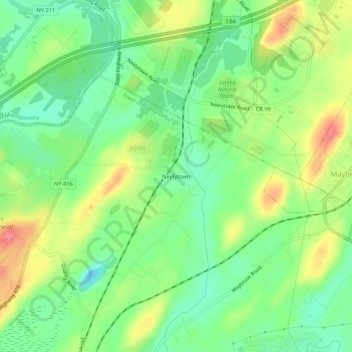 Neelytown topographic map, elevation, terrain