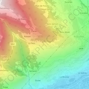 Lin Blanc topographic map, elevation, terrain