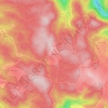Gabaude topographic map, elevation, terrain