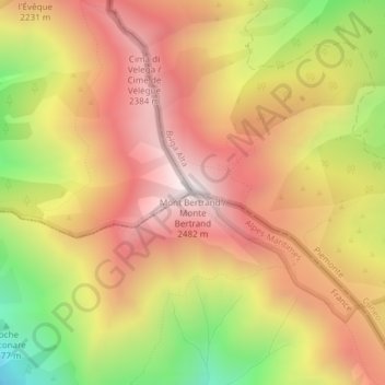 Mont Bertrand topographic map, elevation, terrain