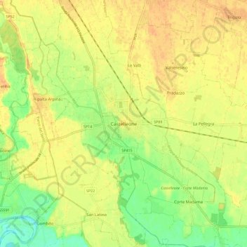 Castelleone topographic map, elevation, terrain