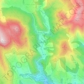 Plan de Revel topographic map, elevation, terrain