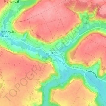 Pondron topographic map, elevation, terrain