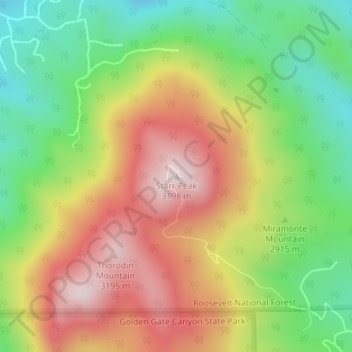 Starr Peak topographic map, elevation, terrain
