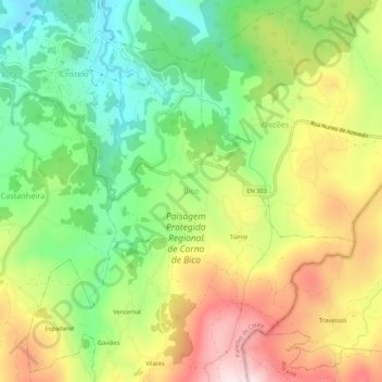 Bico topographic map, elevation, terrain