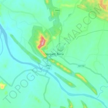 Devgadh Baria topographic map, elevation, terrain