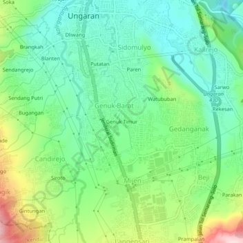 Genuk Timur topographic map, elevation, terrain