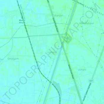 Uchana topographic map, elevation, terrain