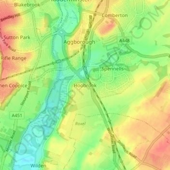 Hoobrook topographic map, elevation, terrain