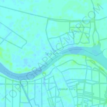 Teluk Gelam topographic map, elevation, terrain
