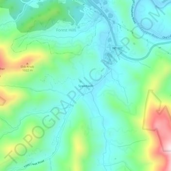 Speedwell topographic map, elevation, terrain
