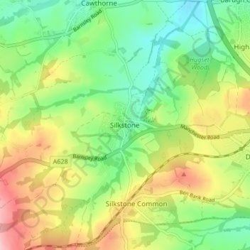 Silkstone topographic map, elevation, terrain