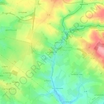Le Puy Renou topographic map, elevation, terrain