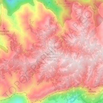 Piló dels Senyalets topographic map, elevation, terrain