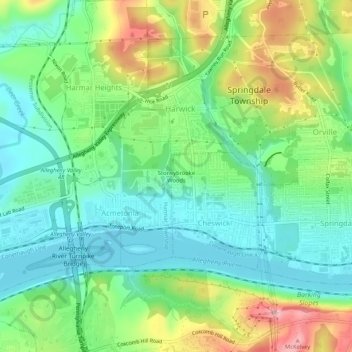 Stoneybrooke Woods topographic map, elevation, terrain