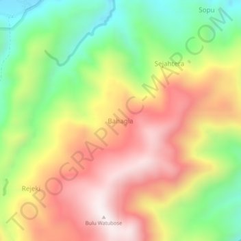 Bahagia topographic map, elevation, terrain