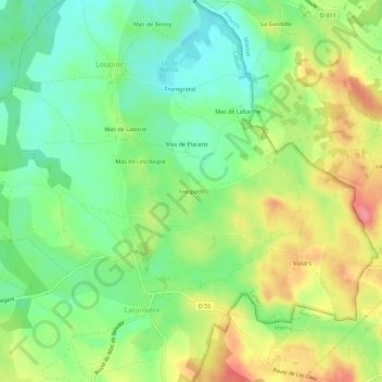 Frespech topographic map, elevation, terrain