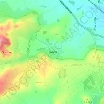 Foxton topographic map, elevation, terrain