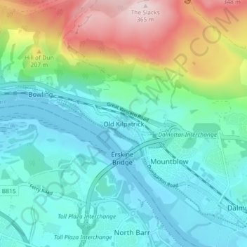 Old Kilpatrick topographic map, elevation, terrain