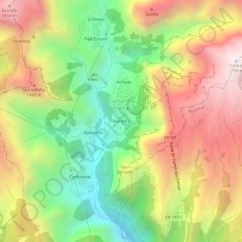 Murteira topographic map, elevation, terrain