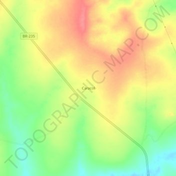 Caracol topographic map, elevation, terrain