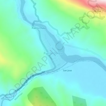 Puerto Ocopa topographic map, elevation, terrain