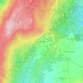 Raiz do Monte topographic map, elevation, terrain