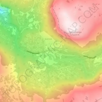 Garen topographic map, elevation, terrain