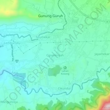 Cipanengah topographic map, elevation, terrain