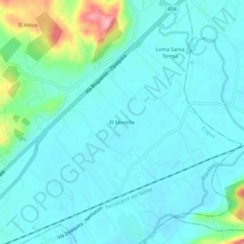 El Mortiño topographic map, elevation, terrain
