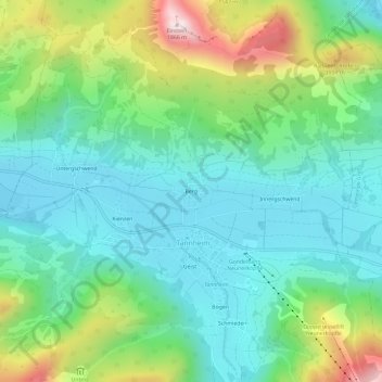 Berg topographic map, elevation, terrain