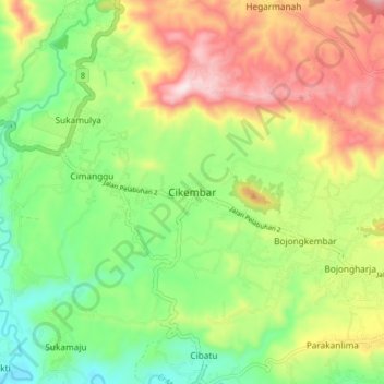 Cikembar topographic map, elevation, terrain