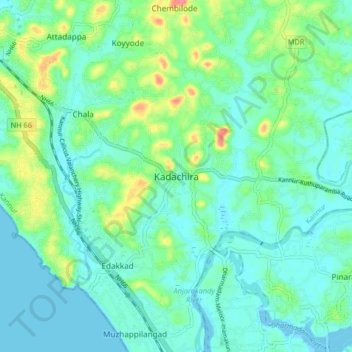 Kadachira topographic map, elevation, terrain