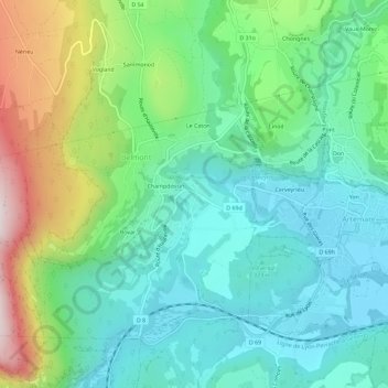 Massignieu topographic map, elevation, terrain