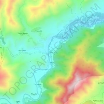 Ifourir topographic map, elevation, terrain