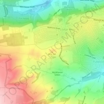 Bole Hill topographic map, elevation, terrain