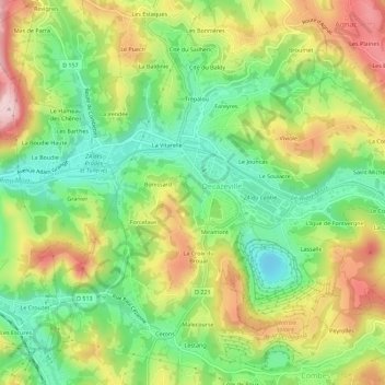 Vialarels topographic map, elevation, terrain