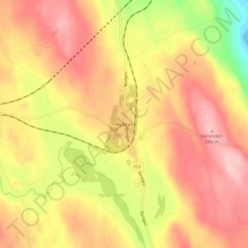 Nyåker topographic map, elevation, terrain