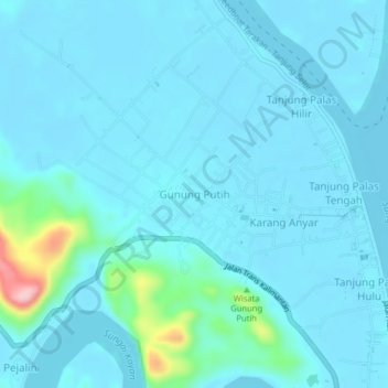 Gunung Putih topographic map, elevation, terrain