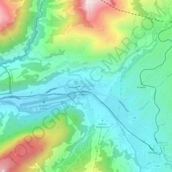 Saanen topographic map, elevation, terrain