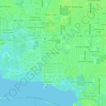 Bay Crest Park topographic map, elevation, terrain