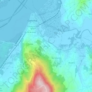 Vilarelho topographic map, elevation, terrain